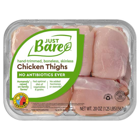 Just Bare Natural Boneless Skinless Chicken Thighs