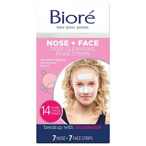 Biore Nose + Face Deep Cleansing Pore Strips Scented, Combo - 14.0 EA