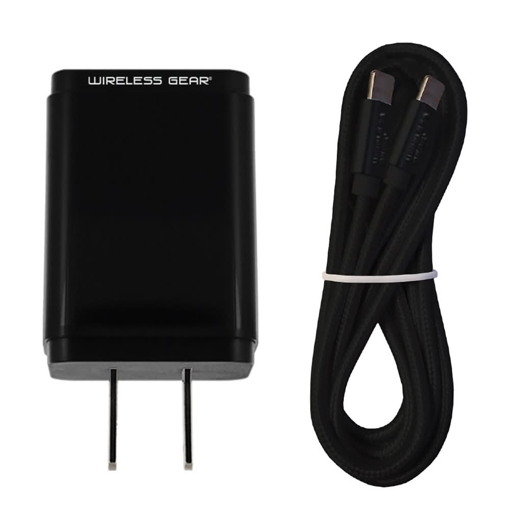 Wireless Gear 20w Usb-C To Usb-C Wall Charger With 5 Ft Cable Black