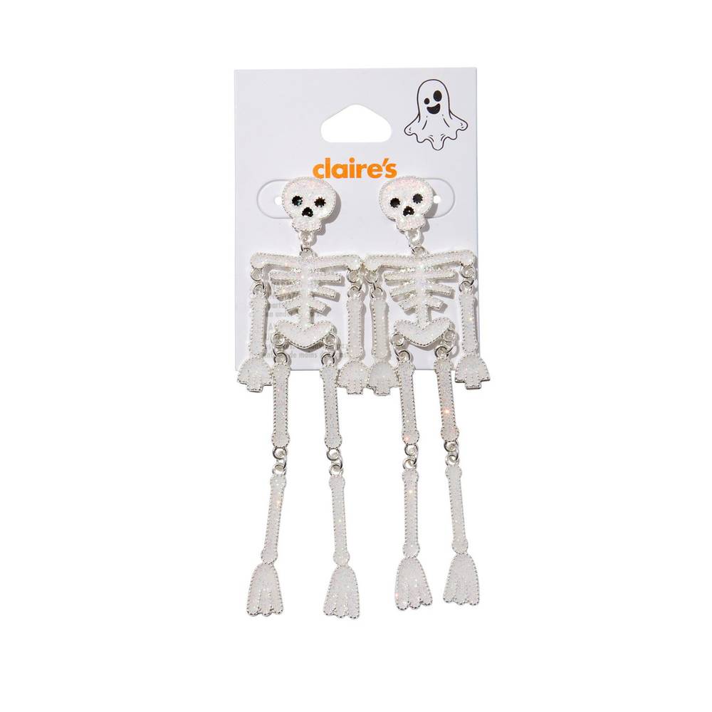 Claire'S Halloween Glitter Skeleton Earrings