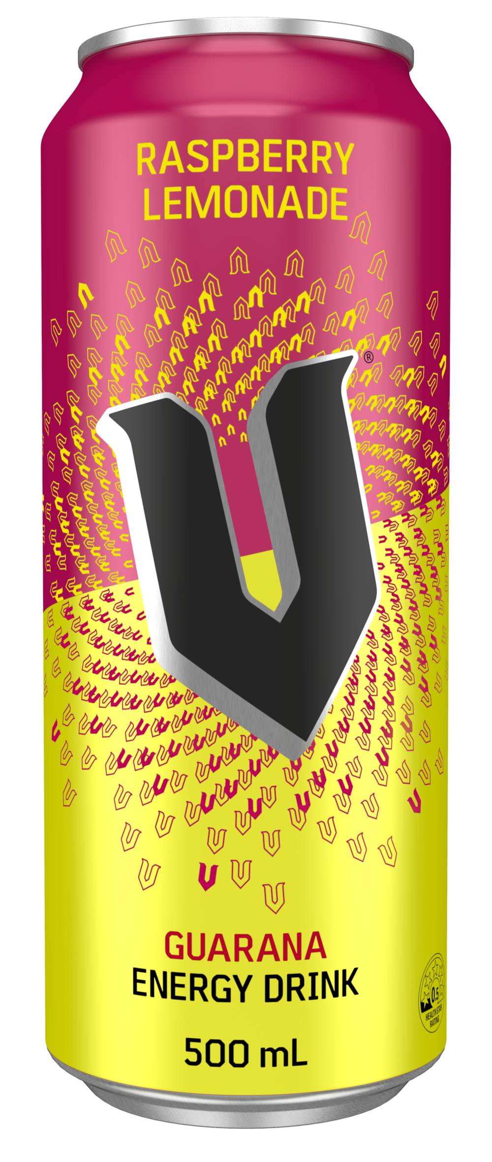 V Guarana Energy Drink, Raspberry-Lemonade (500mL)