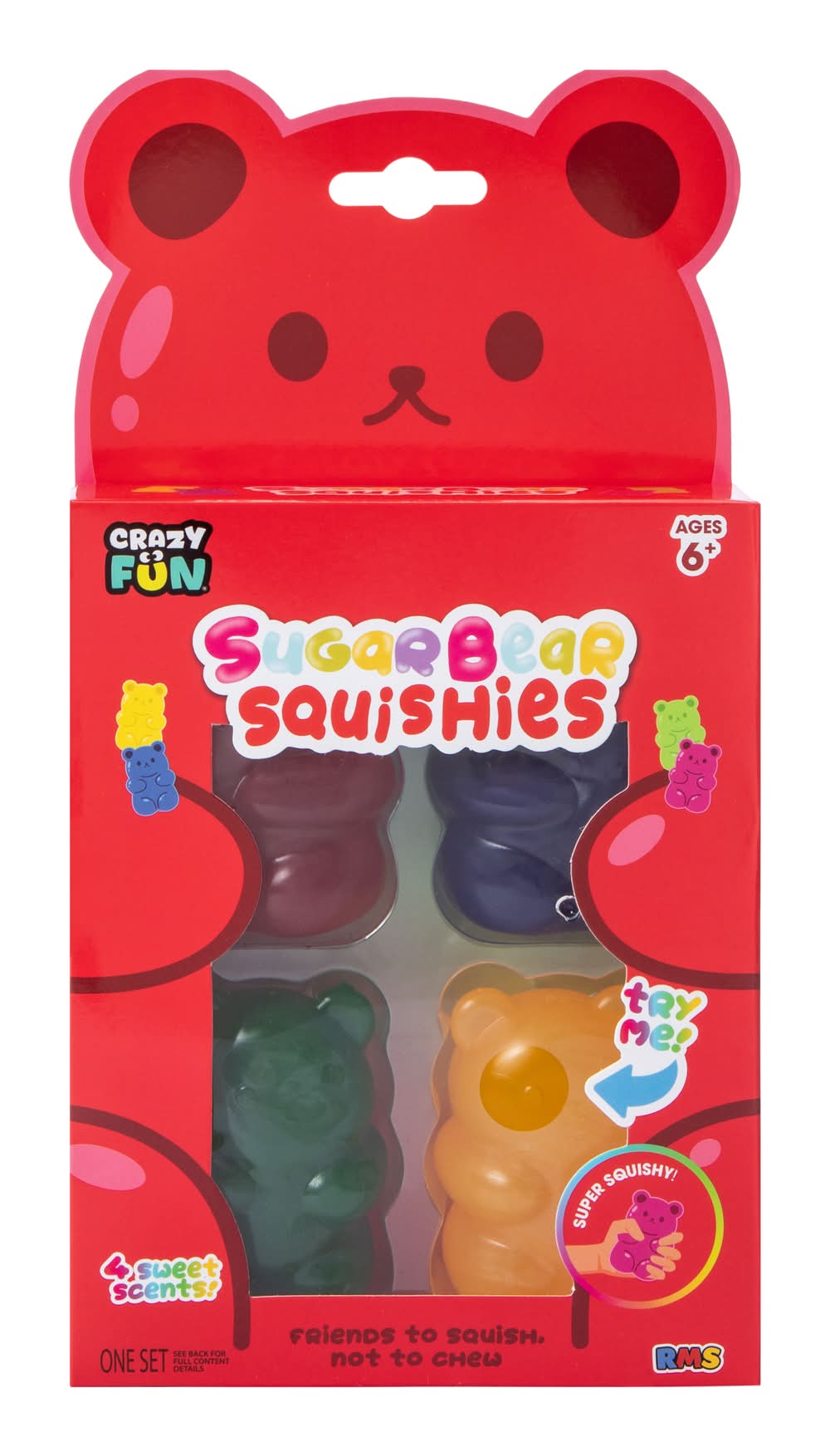 Crazy Fun® Sugar Bear Squishies Set 4-Pack