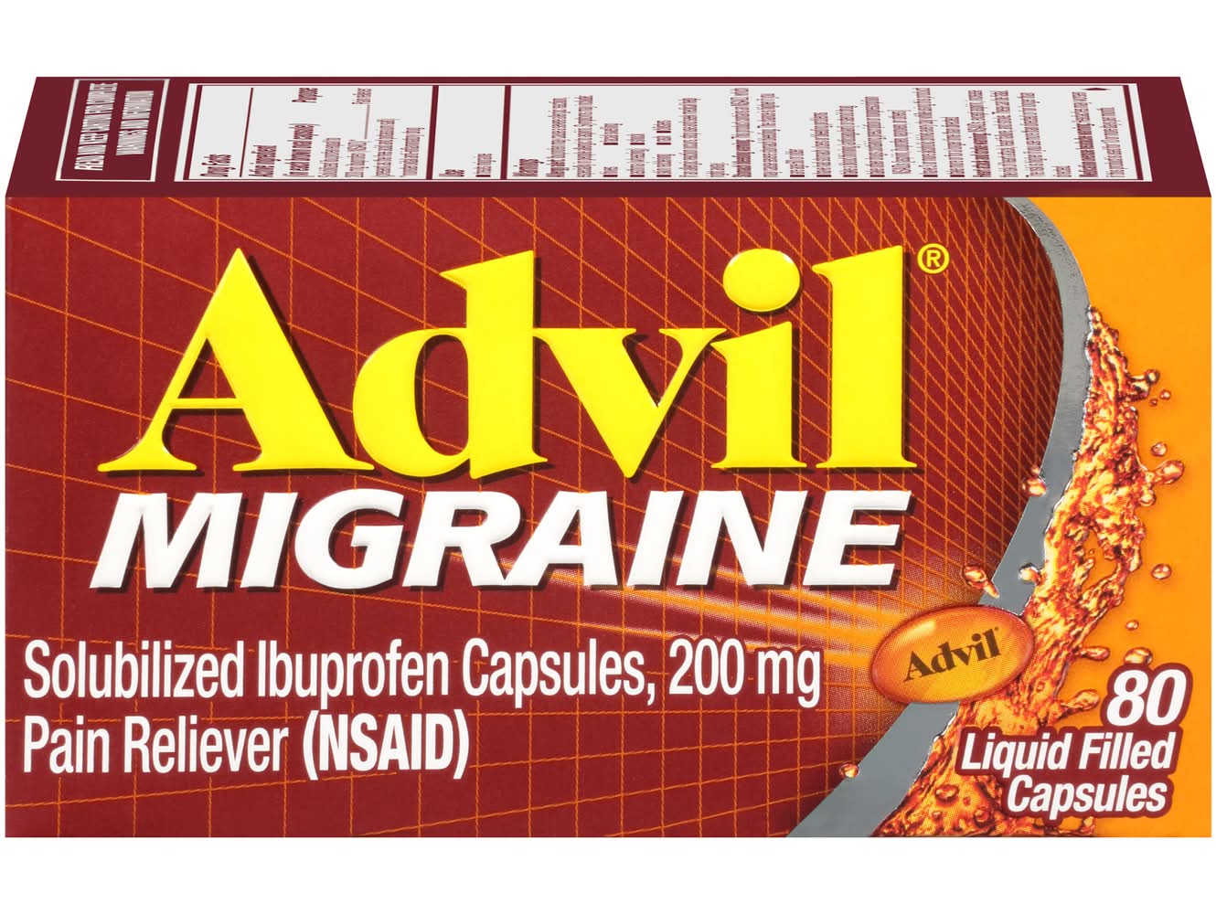Advil Migraine Liquid Filled 200 mg Capsules Pain Reliever (4.8 oz)