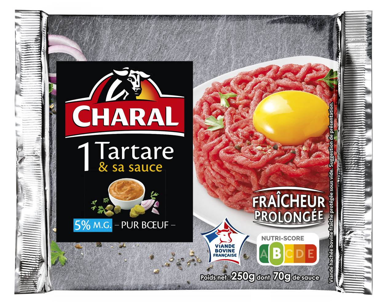 Charal steak haché rond tartare dosette de sauce