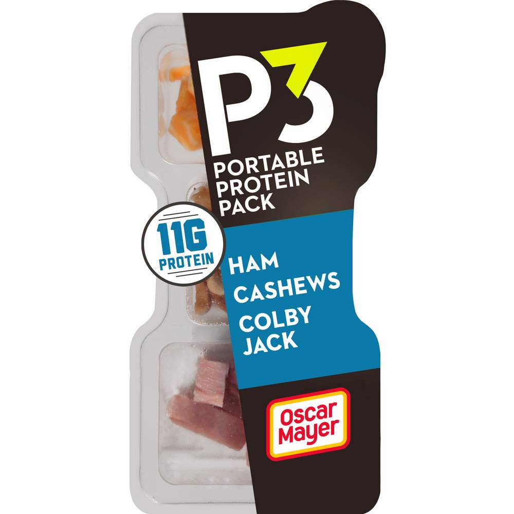 P3 Ham Colby Jack Cashews Portable Protein pack (2 oz)