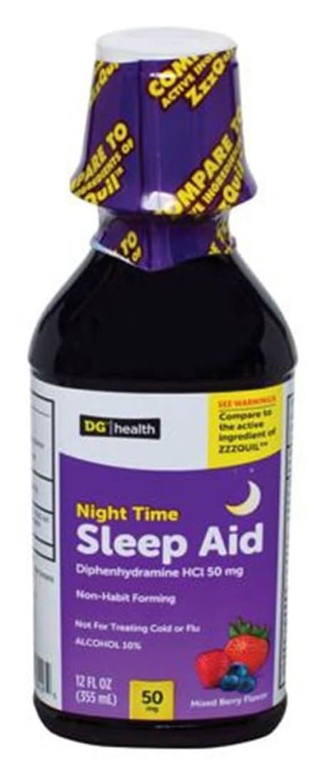 DG Health Night Time Sleep Aid Liquid, Berry (12 fl oz)