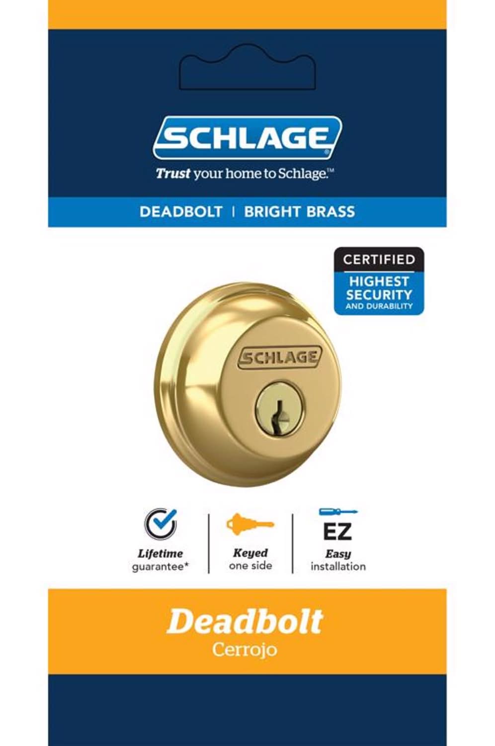 Schlage Bright Brass Zinc Single Cylinder Deadbolt