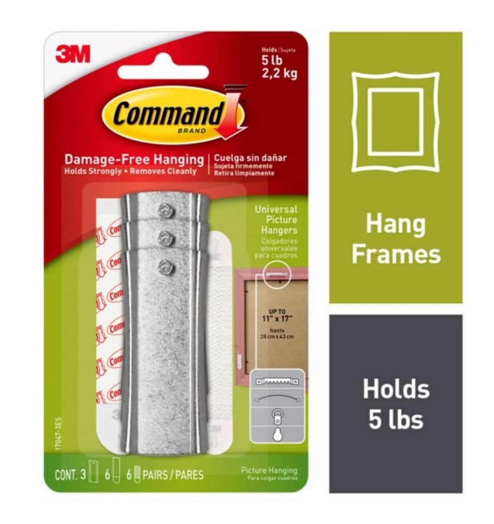 3M Command Plastic Coated White Small Picture Hanger 5 Lb 3 Pk