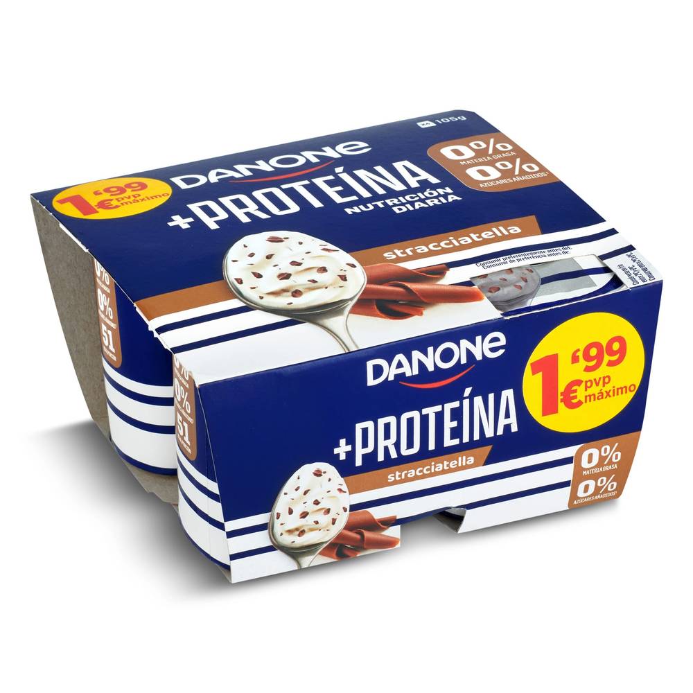 Yogur Desnatado De Proteínas Sabor Stracciatella Danone Pack 4 X 105 G