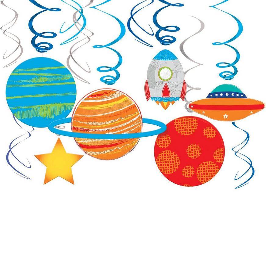 Party City Blast Off Swirl Decorations, Unisex, Multi (12 ct)