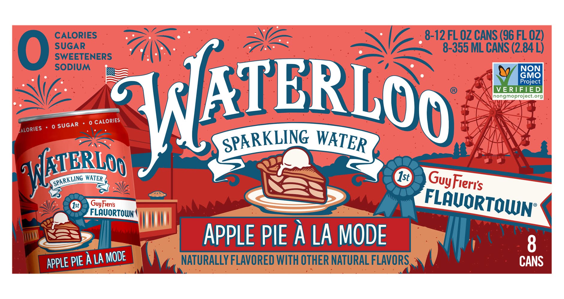 Waterloo Sparkling Water, Apple Pie A La Mode (8 x 12 fl oz)