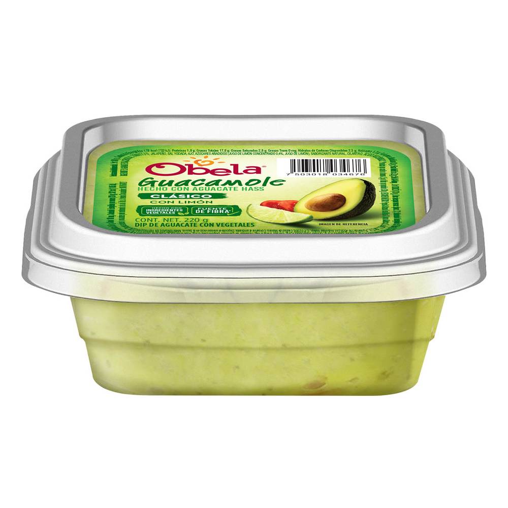 Obela guacamole clásico con limón (bote 220 g)