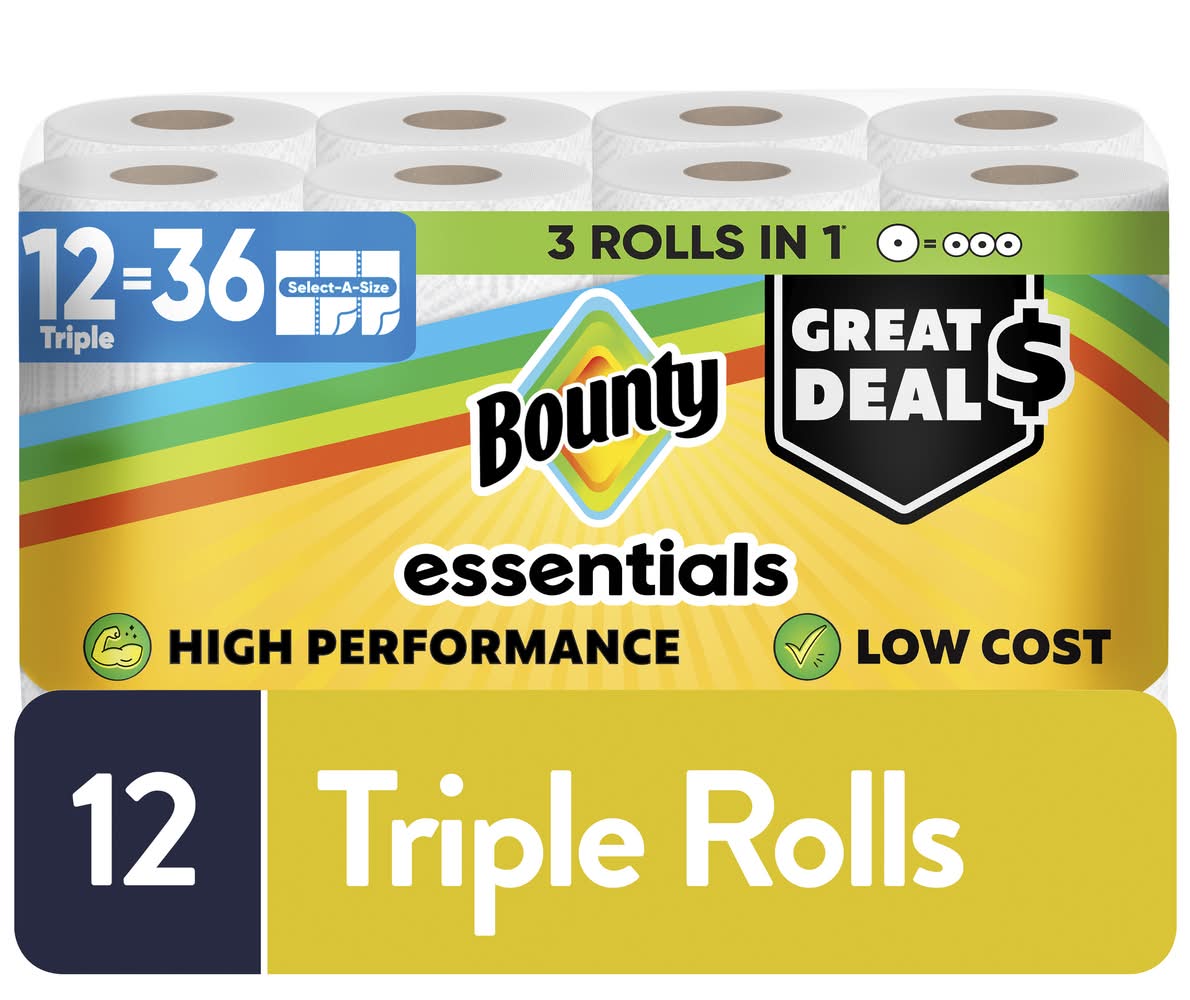 Bounty Essentials Paper Towels, White (12 ct)