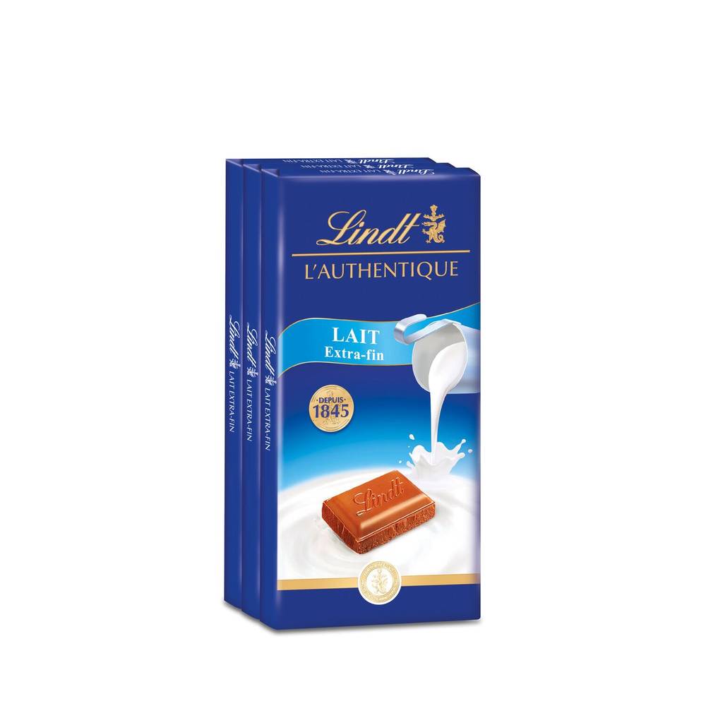 Lindt - Chocolat lait extra fin ( 3 pièces)