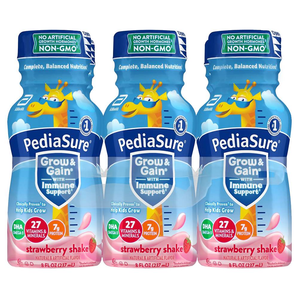 PediaSure Grow & Gain Shake, Strawberry (6 x 48 fl oz)