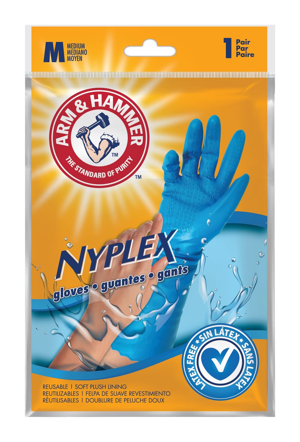 Arm & Hammer Medium Embossed -Grip PVC Reusable cleaning gloves 1 -Pairs | AH-1268