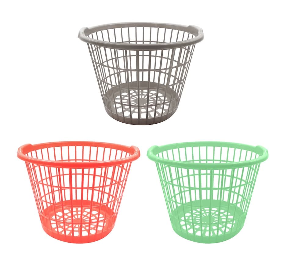 Large Slotted Plastic Laundry Baskets, 12x17.5-in.