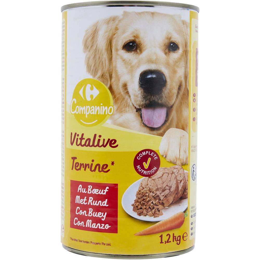 Carrefour Companino - Pâtée pour chien terrine au bœuf