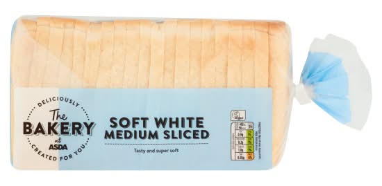 ASDA The Bakery Soft White Medium Sliced Bread (800g)