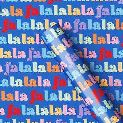 50 sq ft 'Fa La La' Christmas Gift Wrap Blue - Wondershop™