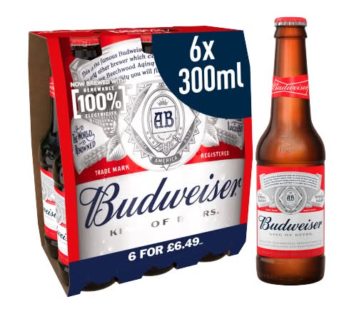 Budweiser Lager Beer (6 x 300ml)