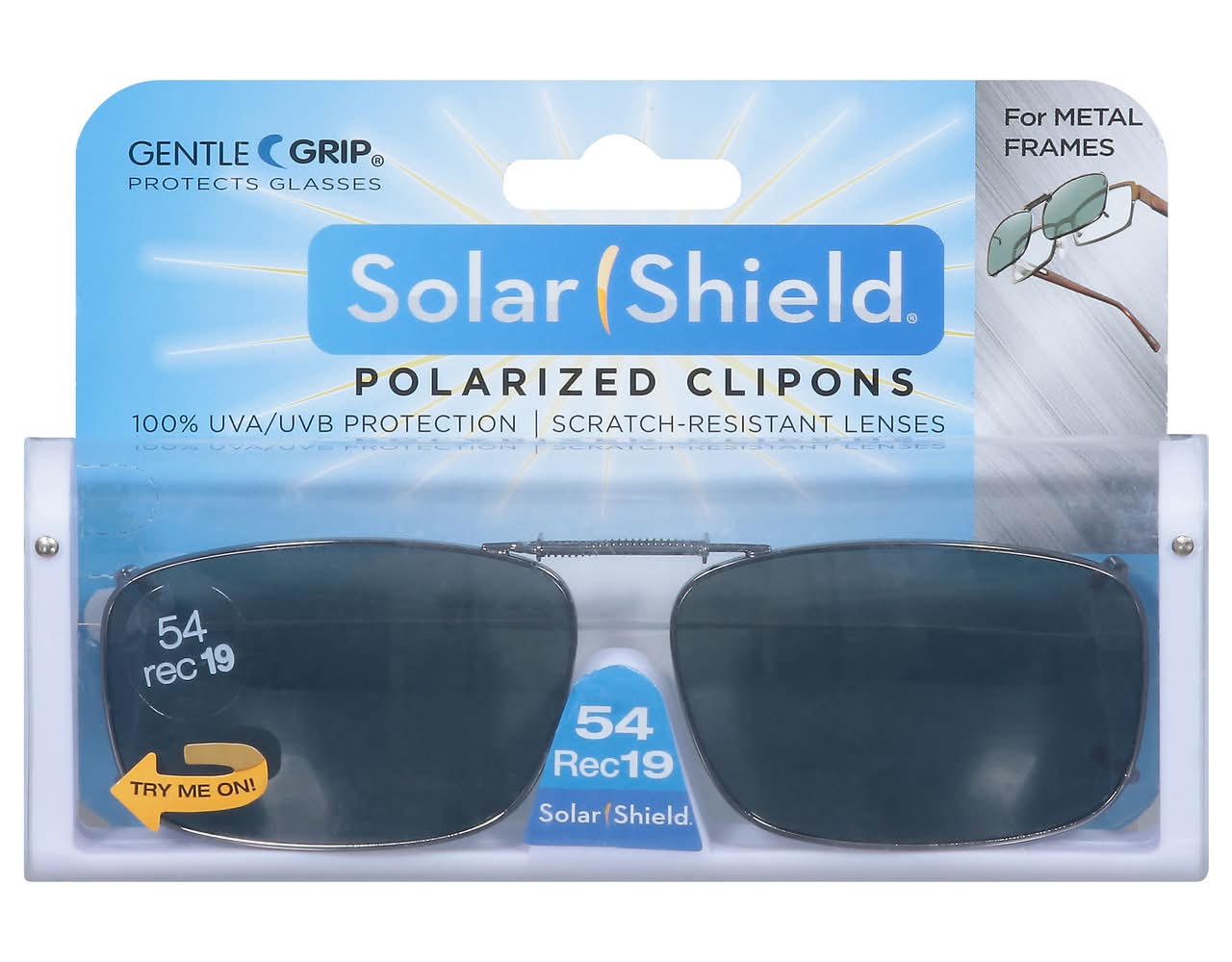 Solar Shield Polarized Clipons Sunglasses, Gray 54 Rec19