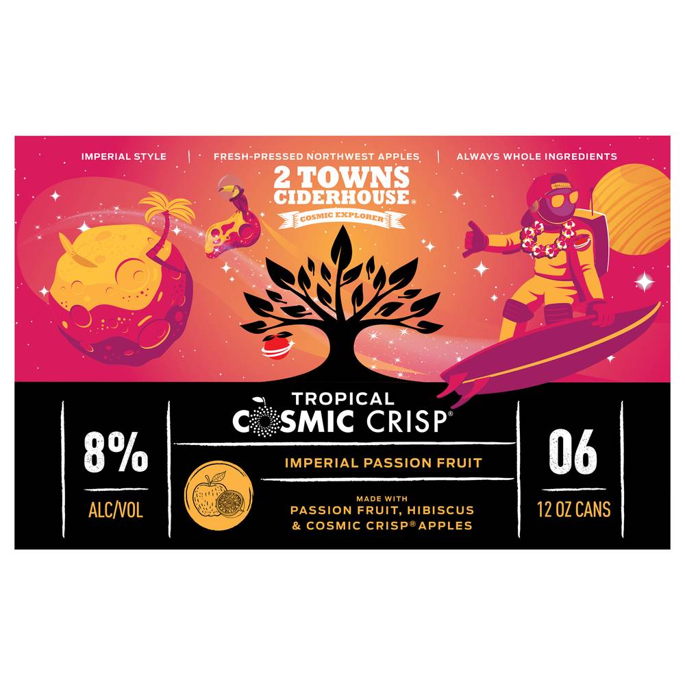 2 Towns Ciderhouse Tropical Cosmic Cider (6 x 12 fl oz)