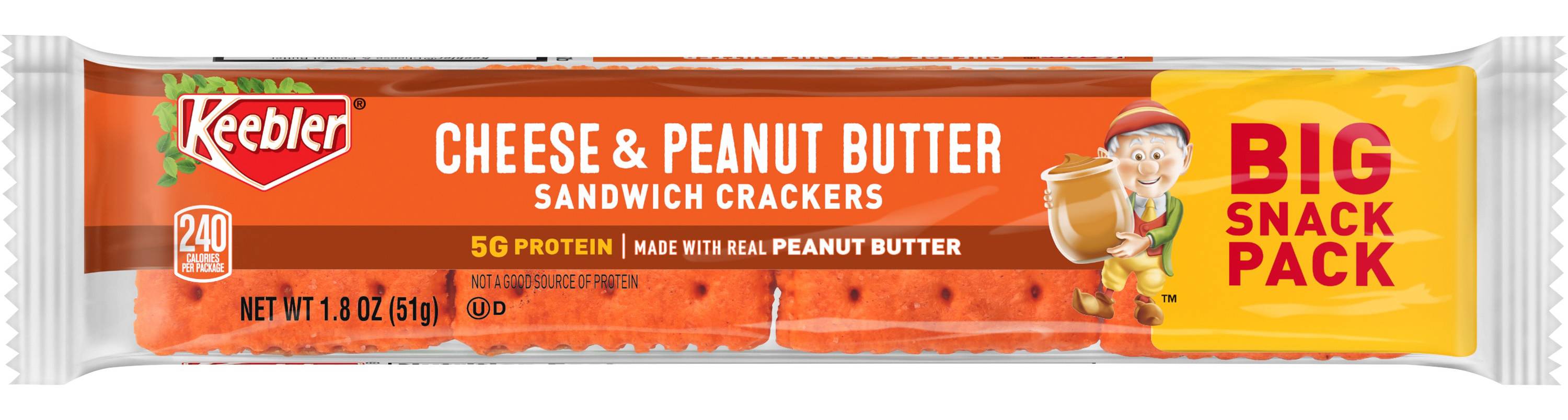 Keebler Snack pack Sandwich Crackers, Cheese-Peanut Butter (1.8 oz)