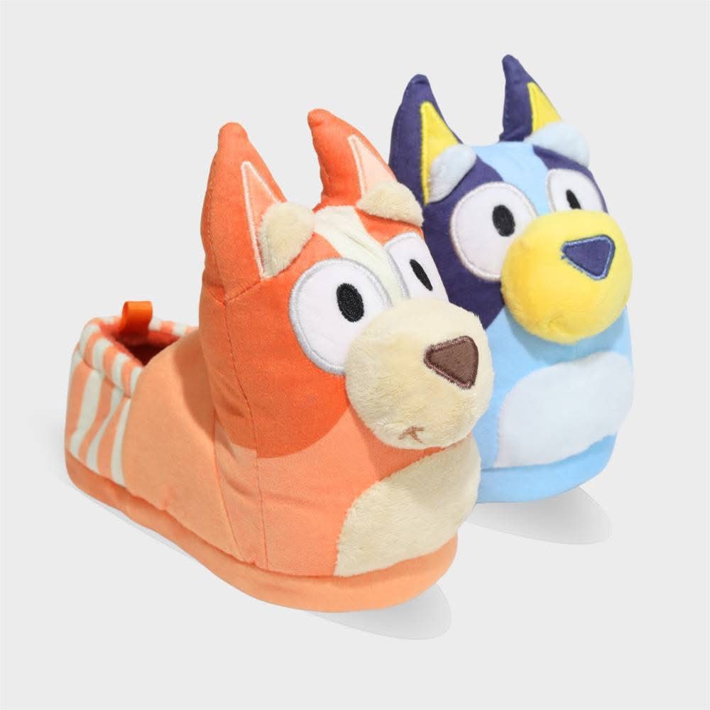BLUEY Toddler 3d Head Slippers, 11T-12T, Blue-Orange (2 ct)