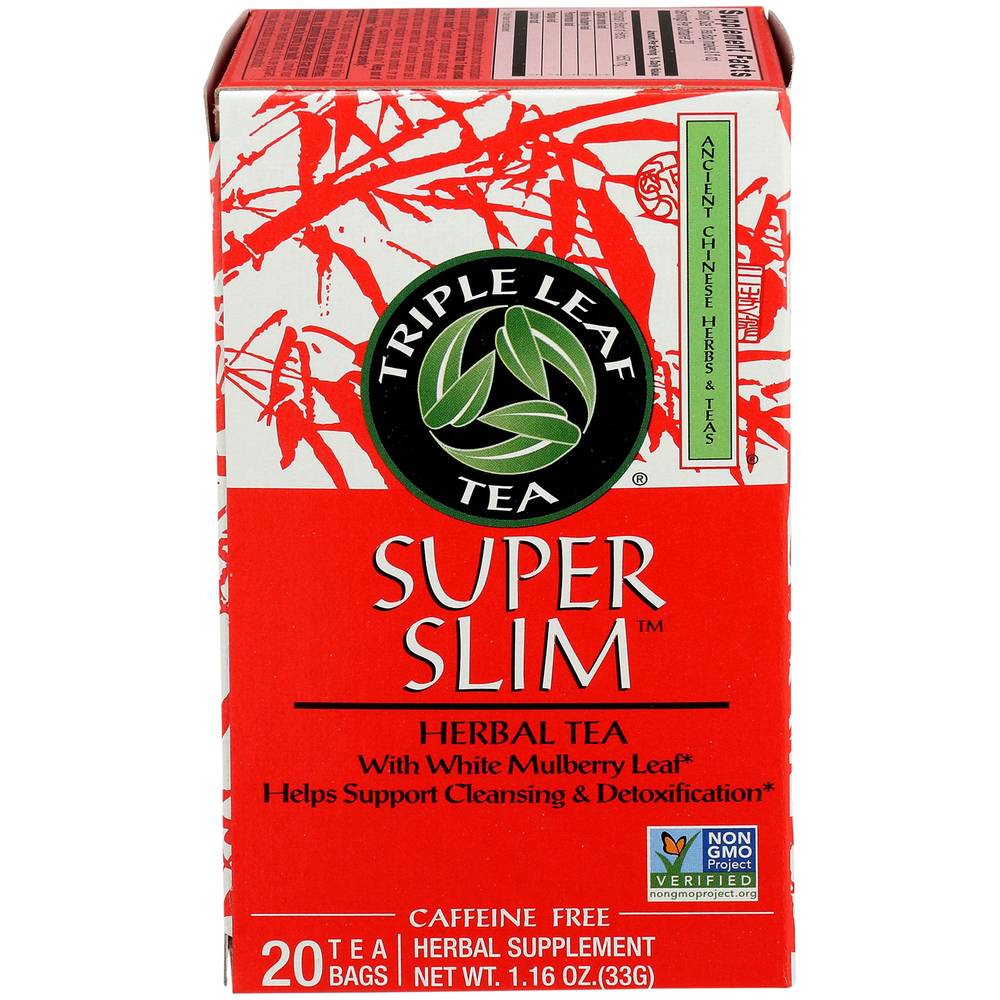 Super Slim Herbal Tea With White Mulberry Leaf - Supports Cleansing & Detoxification - Caffeine-Free (20 Tea Bags)