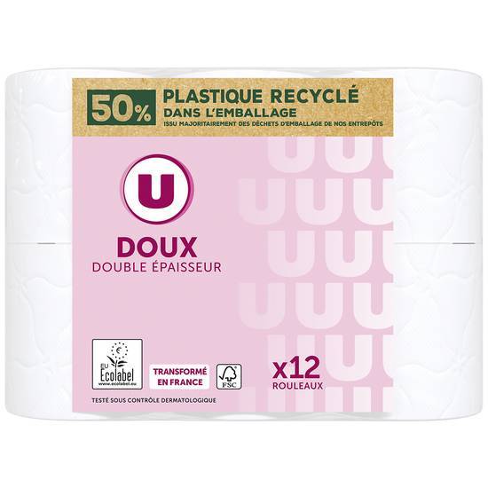 Les Produits U - Rouleaux de papier toilette doux double épaisseur (blanc) (12 rouleaux)