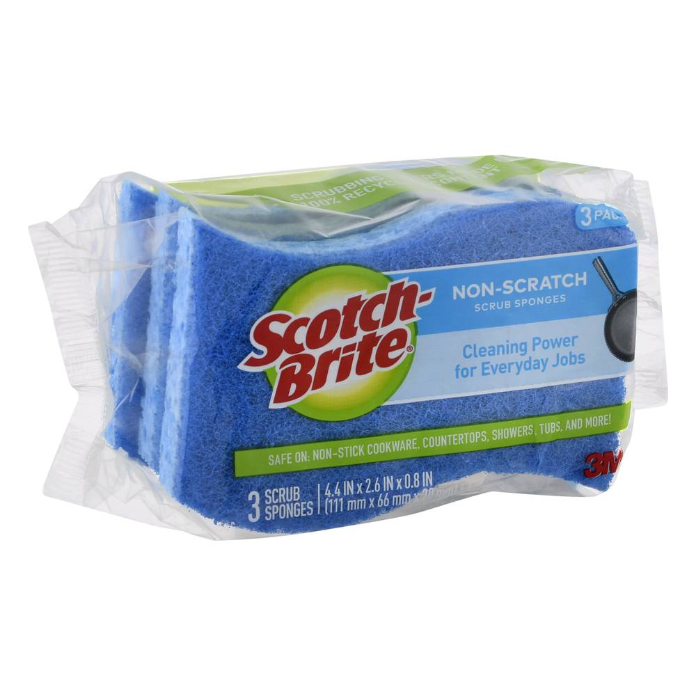 Scotch-Brite Non-Scratch Scrub Sponges, 4.4 in x 2.6 in x 0.8 in (3 ct)