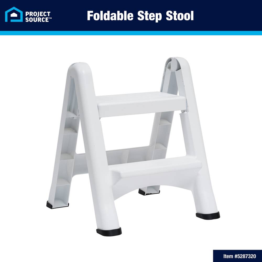 Project Source 2-Step 300-lb Capacity White Plastic Foldable Step Stool | 59001