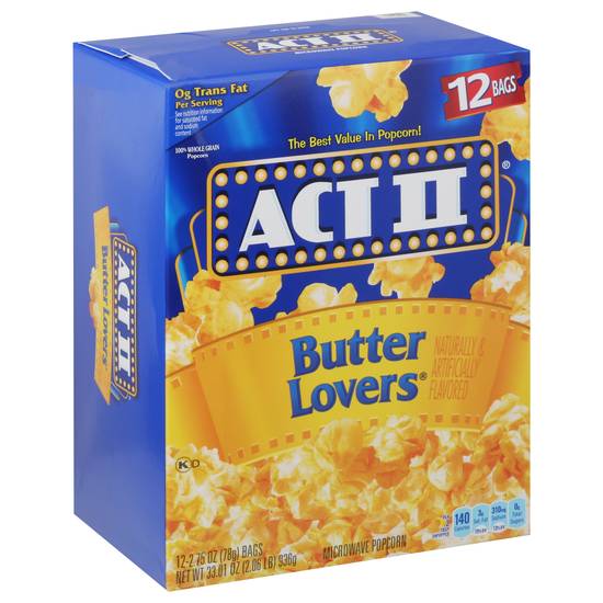 Act Ii Butter Lovers Microwave Popcorn (12 ct)