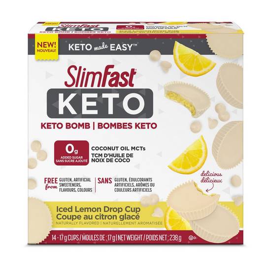 Slim-Fast Keto Bomb Snacks Iced Lemon Drop Cups (14 x 17 g)