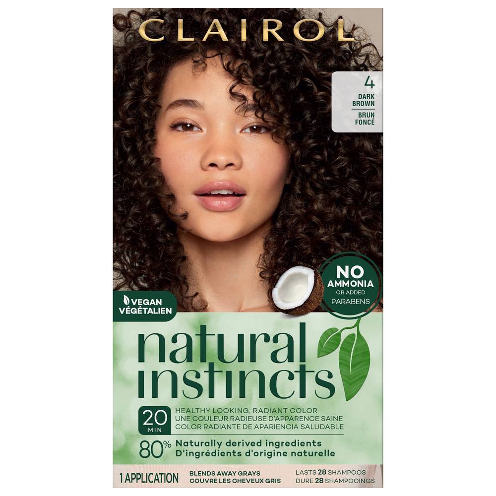 Clairol Natural Instincts 4 Semi-Permanent Color, Dark Brown (6.88 oz)