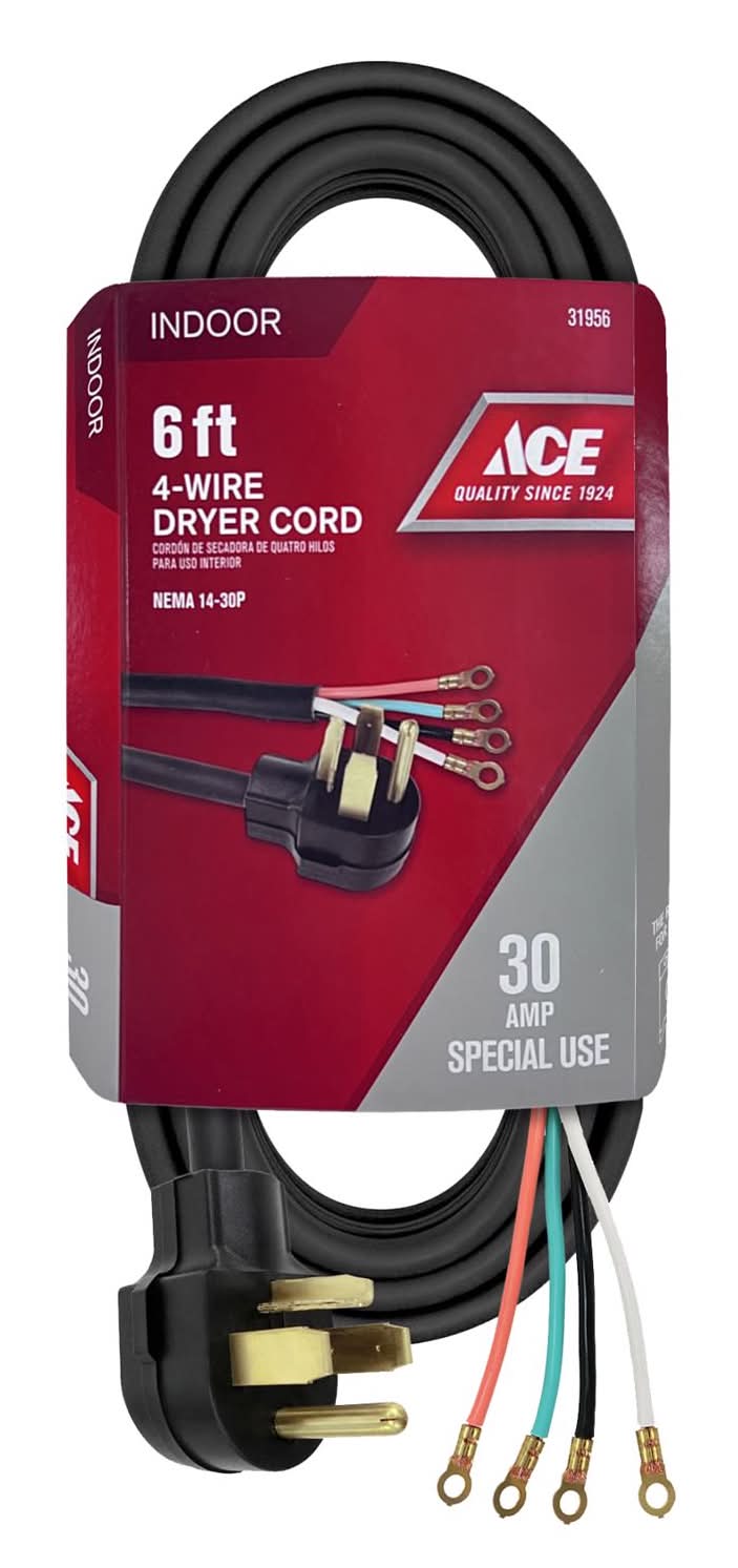 ACE 10/4 Srdt 125/250 V 6 Ft. L Dryer Cord 4 Wire