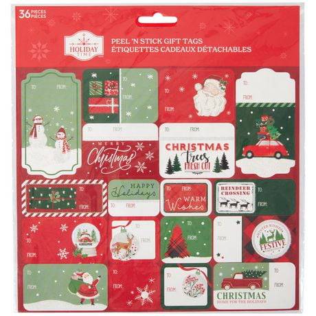 Holiday Time Peel ‘N Stick Gift Tags, Assorted (36 ct)