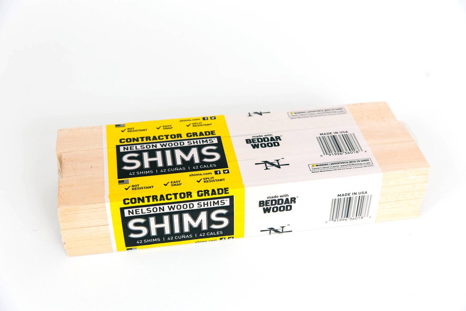 Nelson Wood Shims 0.25-in x 1.25-in x 11.75-in 42-Pack Fir Wood Shim | CSH12/42/12/48B