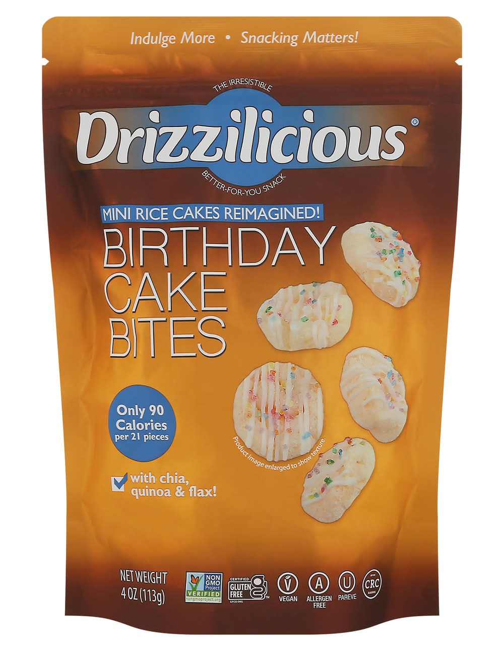 Drizzilicious Mini Rice Cake Bites, Birthday Cake (4 oz)