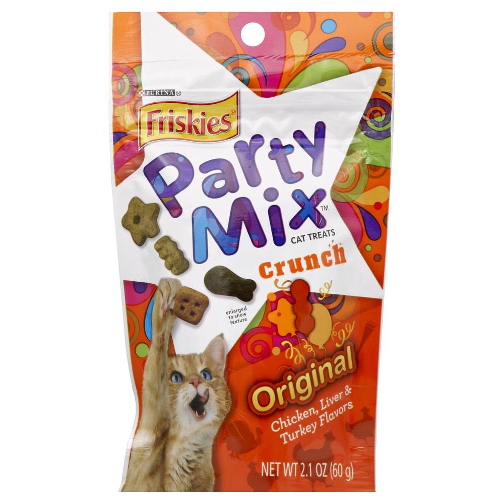 Friskies Party Mix Original Crunch Cat Treats, Chicken-Liver-Turkey (2.1 oz)