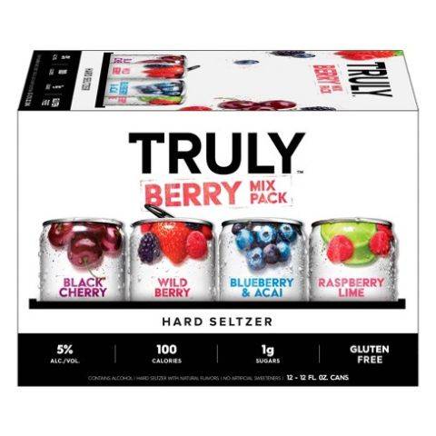 Truly Berry Mix Hard Seltzer Variety pack (12 pack, 12 fl oz) (cherry wild berry blueberry strawberry lime)