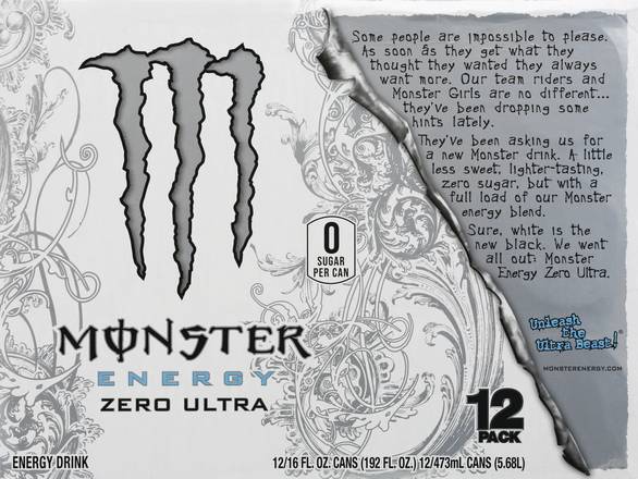 Monster Energy Zero Ultra Energy Drinks (12 ct, 16 fl oz)