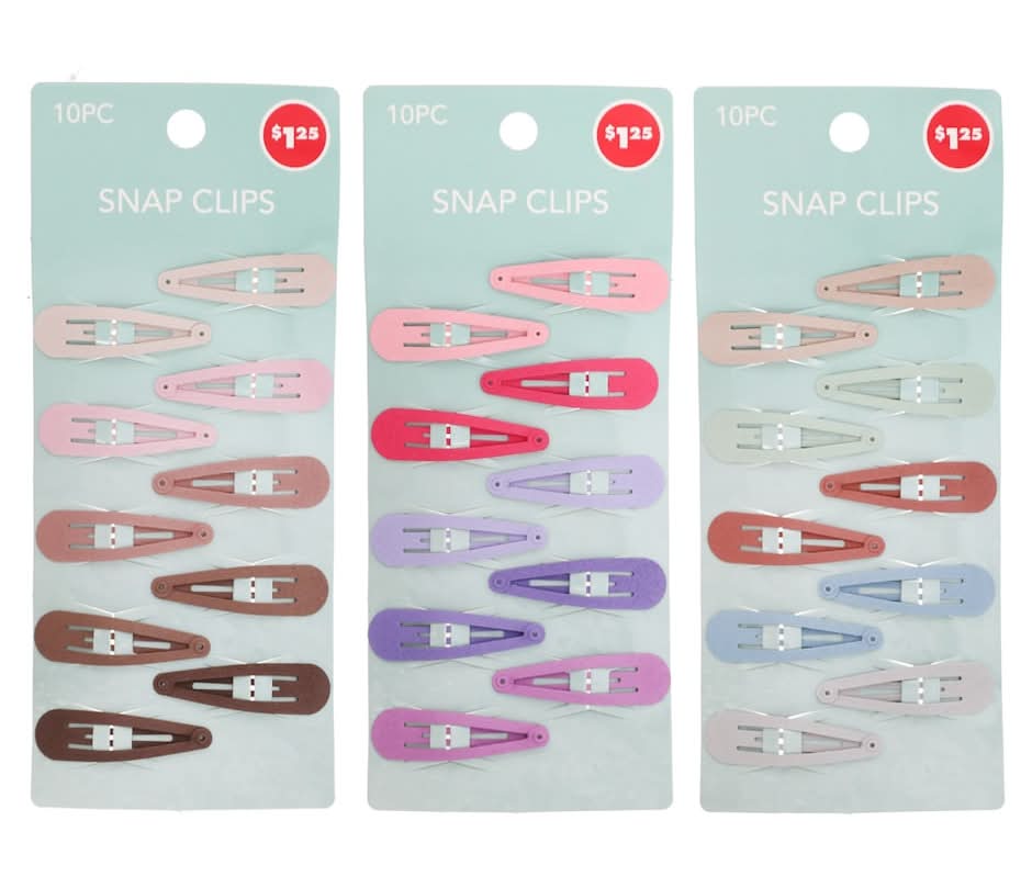 Hair Snap Clips, 10-ct. Packs