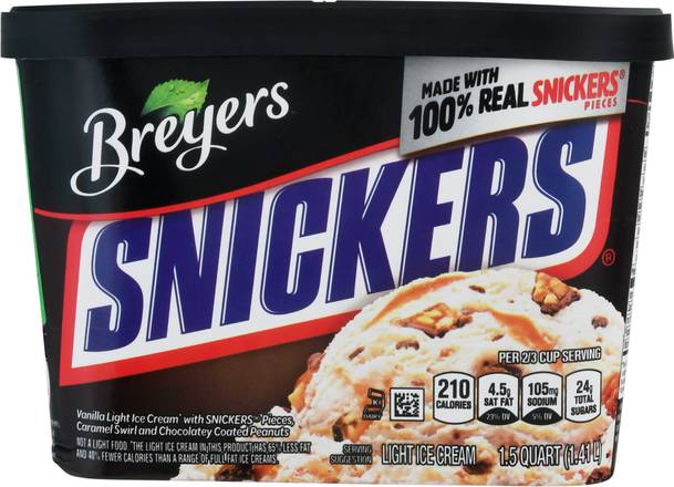 Breyers Vanilla Light Snickers Ice Cream
