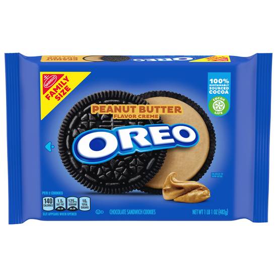 Oreo Family Size Peanut Butter Flavor Creme Sandwich Cookies