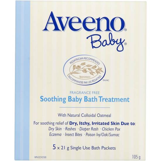 Aveeno baby traitement apaisant pour le bain de bébé sans parfum (21 g) - soothing baby bath treatment, with natural colloidal oatmeal (105 g)