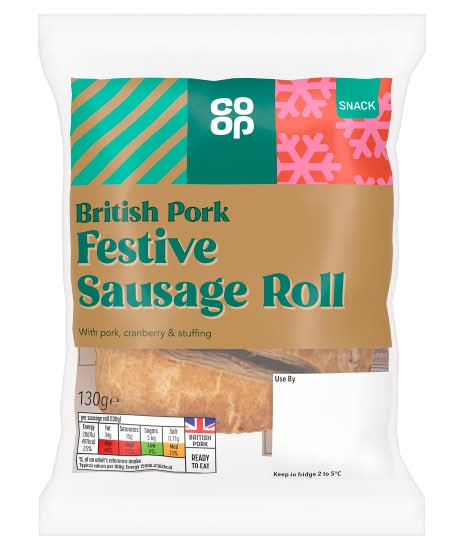 Co-op Pork Stuffing Cranberry Sausage Roll (130g)