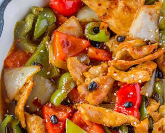 Chicken with Peppers in Black Bean Sauce