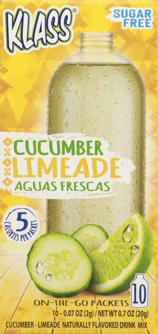 Klass Sugar Free Cucumber Limeade Drink Mix (10 ct, 0.07 oz) Delivery